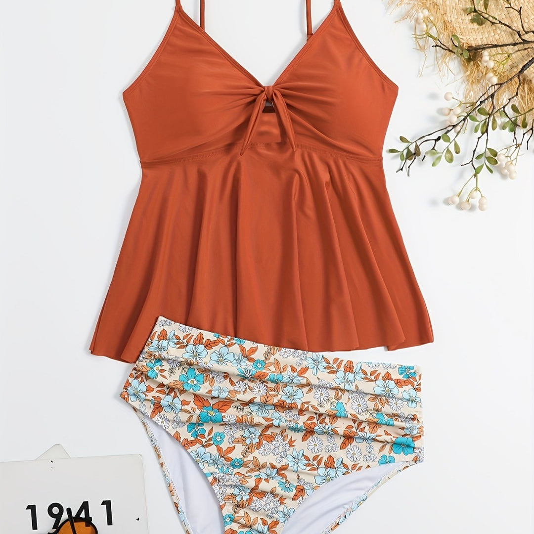 Damen Tankini-Set mit modischem Floral-Design und verstellbaren Trägern EB
