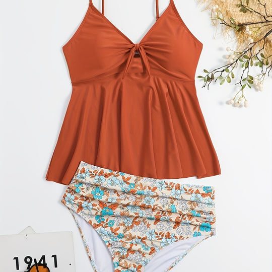 Damen Tankini-Set mit modischem Floral-Design und verstellbaren Trägern EB