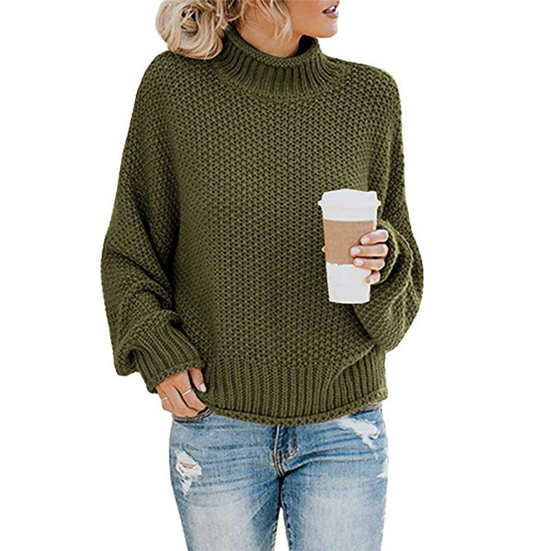 Damen nan grobstrick Rollkragenpullover mit Oversize-Schnitt und Blockstreifen-Optik EB