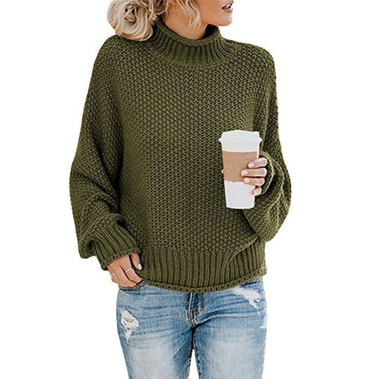 Damen nan grobstrick Rollkragenpullover mit Oversize-Schnitt und Blockstreifen-Optik EB