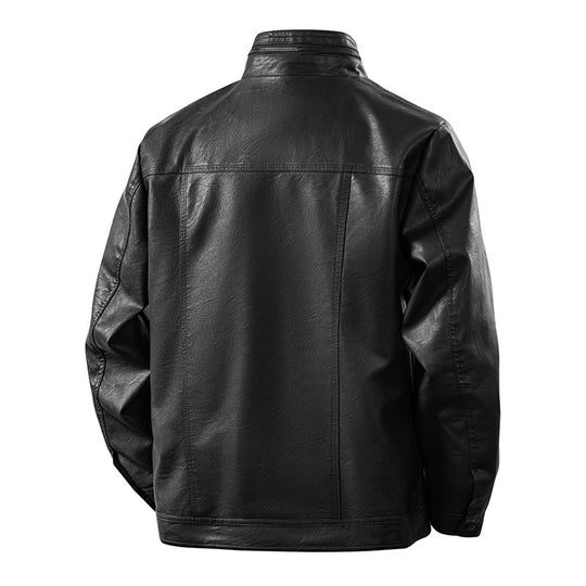 Herren zeitlose Kunstleder-Blousonjacke mit Soft-Touch Oberfläche, Stehkragen und verdecktem Zwei-Wege-Reißverschluss EB