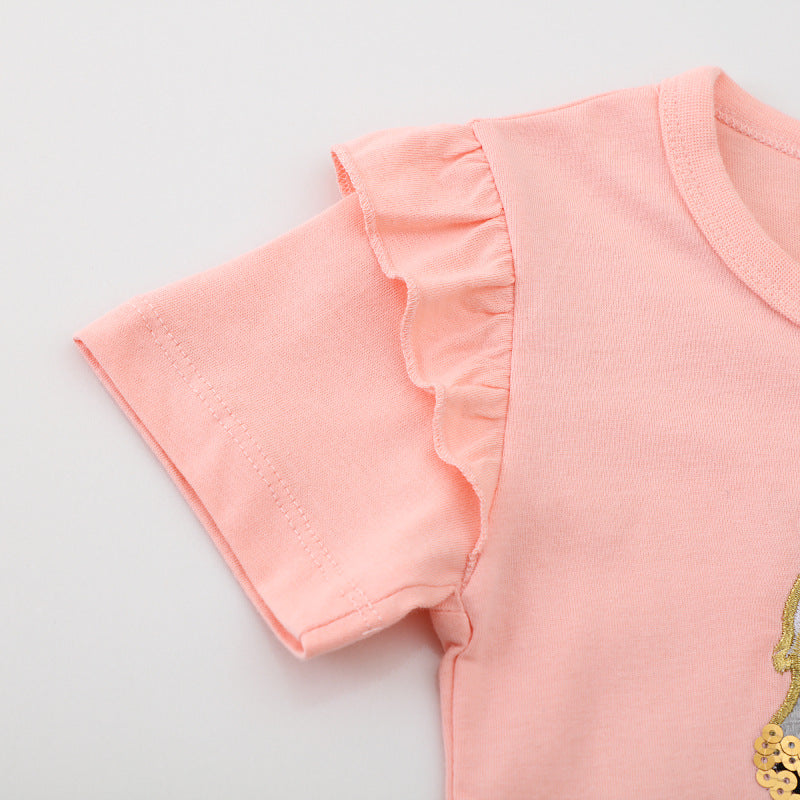Mädchen T-Shirt mit verspieltem Einhorn-Design und Rüschendetails EB
