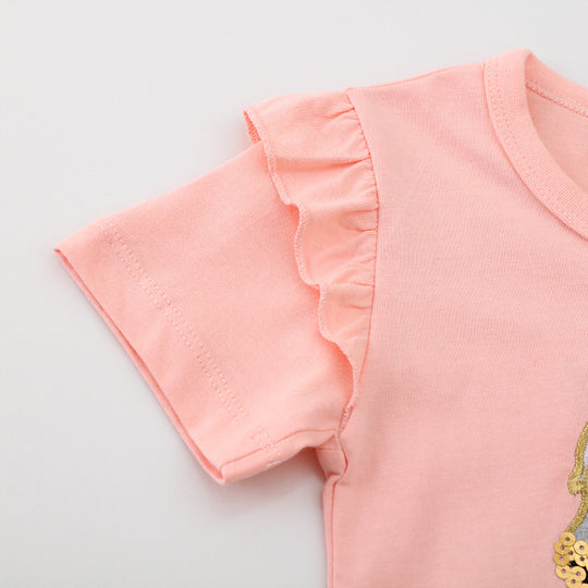 Mädchen T-Shirt mit verspieltem Einhorn-Design und Rüschendetails EB