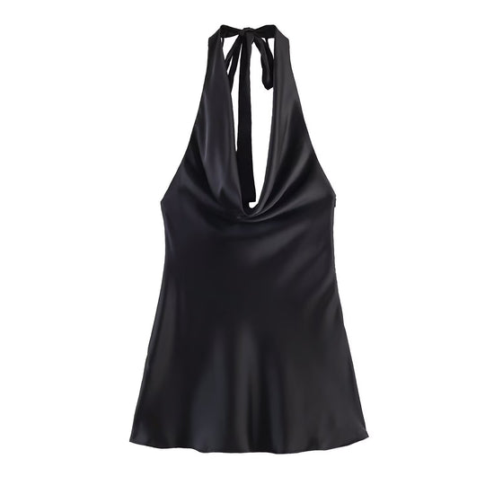 Damen Chic Haltertop aus hochwertigem Satin EB