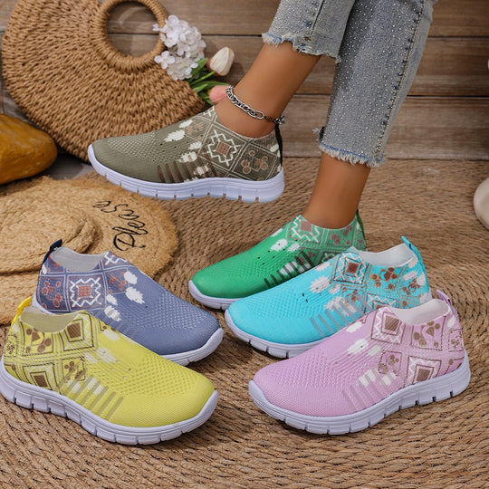 Damen moderne Slip-On Sneakers mit atmungsaktivem Stretch-Obermaterial EB