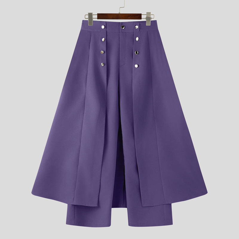 Damen nan taillenhoher ausgestellter Midi-Wickelrock mit innerer Culotte und Zierknopfleiste EB