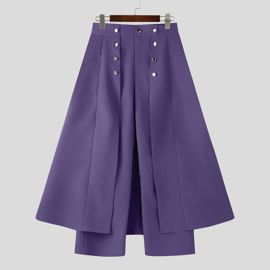 Damen nan taillenhoher ausgestellter Midi-Wickelrock mit innerer Culotte und Zierknopfleiste EB