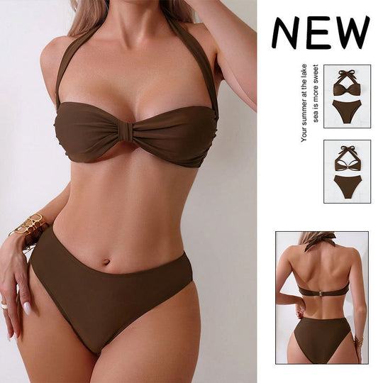 Damen Bandeau Bikini Set mit elegantem Knoten-Design EB