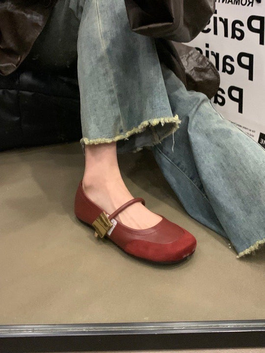 Damen elegante Mary Jane Ballerinas mit modischem Riemchen und bequemer Innenpolsterung EB