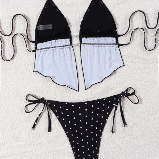 Damen Bikini-Set mit verspieltem Polka-Dot-Muster und verstellbaren Trägern EB