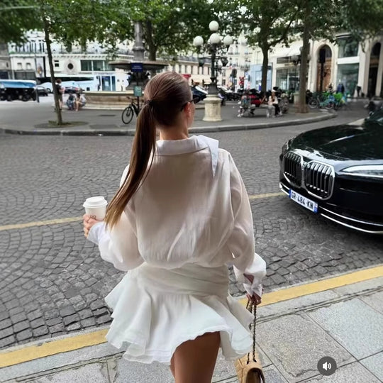 Damen Blusenkleid mit eleganter Rüschendetailierung EB