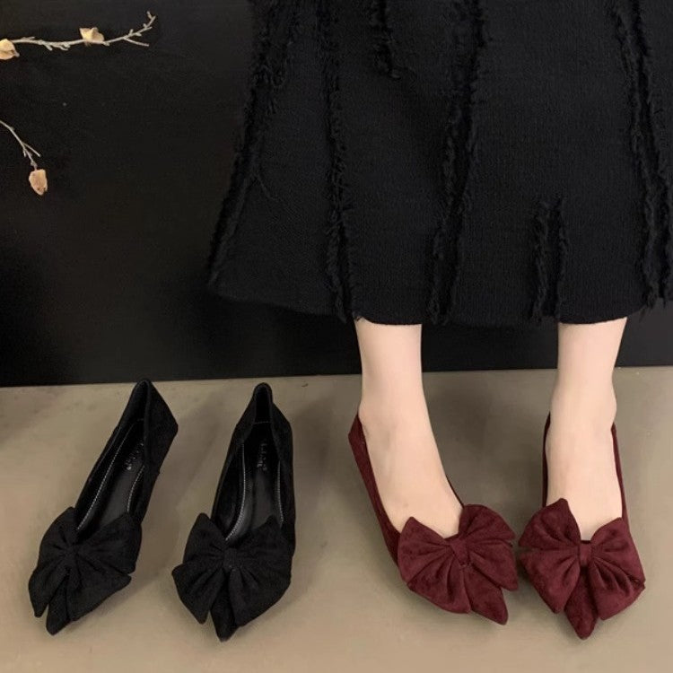 Damen elegante Ballerinas mit dekorativer Schleifenverzierung EB