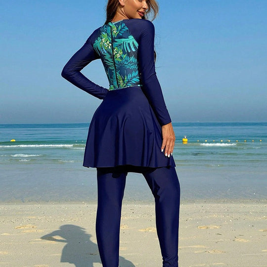 Damen Sportlicher Bademode-Einteiler mit schickem Skirt EB