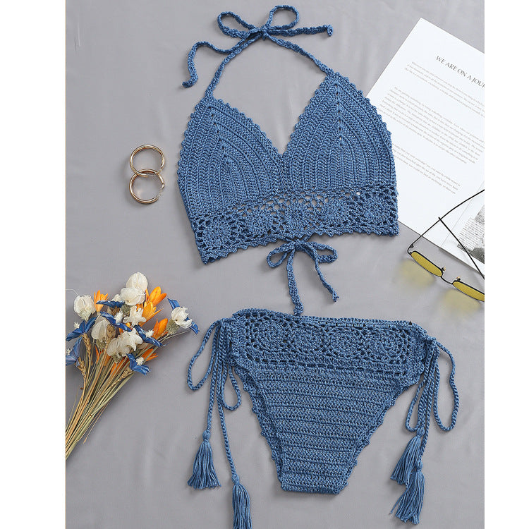 Damen Häkel-Bikini-Set mit tschedderstoff und verstellbaren Trägern EB