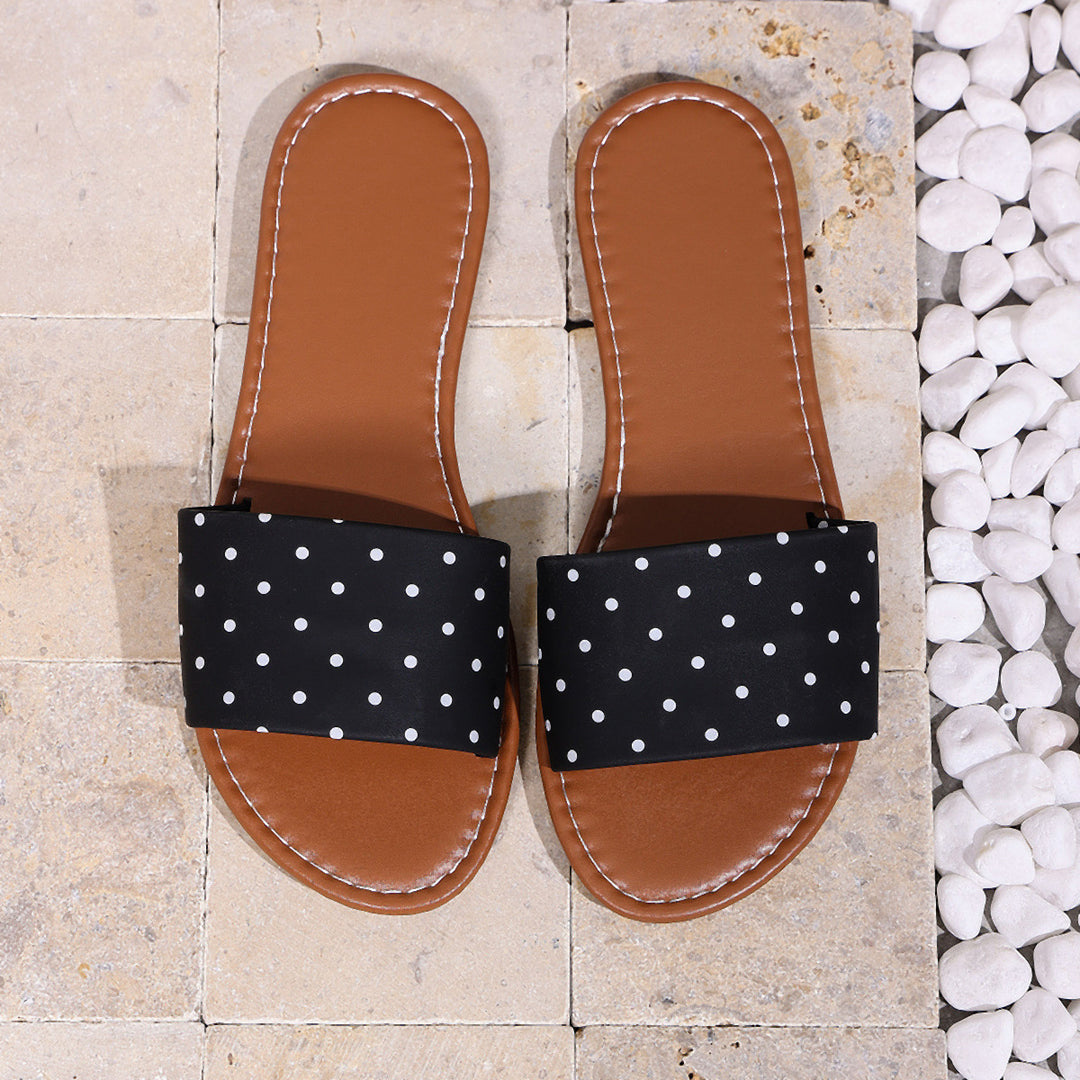 Damen Badesandalen mit gepolstertem Fußbett und modernem Punkte-Design EB