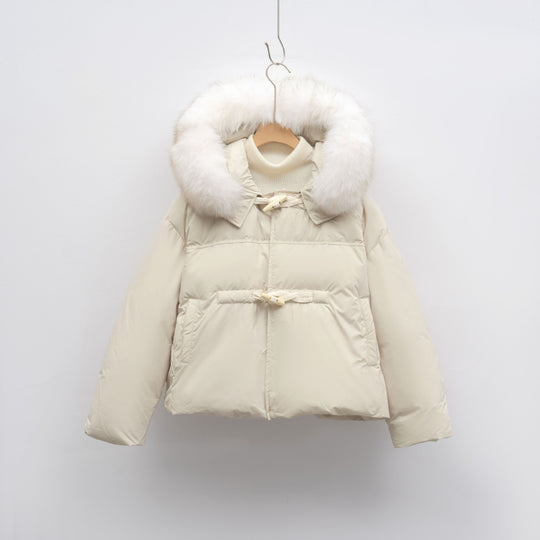 Damen modische Winterjacke mit Kunstfellkragen EB