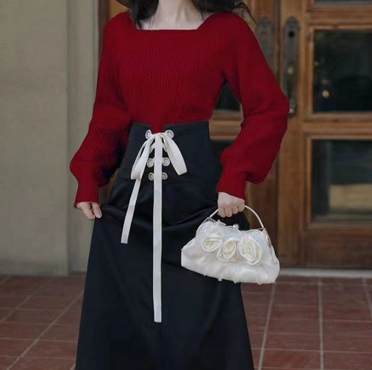 Damen Grobstrickpullover mit modernen Zopfdetails und quadratischem Ausschnitt EB