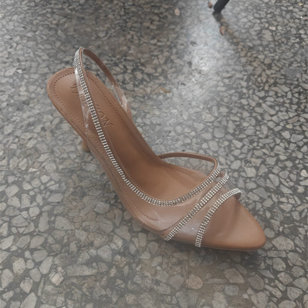 Damen Slingback-Pumps mit funkelnden Strassdetails und elegantem Design EB