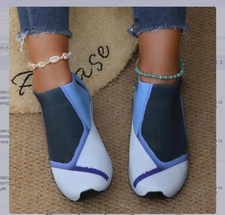 Damen Slip-On Sneakers mit atmungsaktiver Strick-Oberfläche und rutschfester Sohle EB