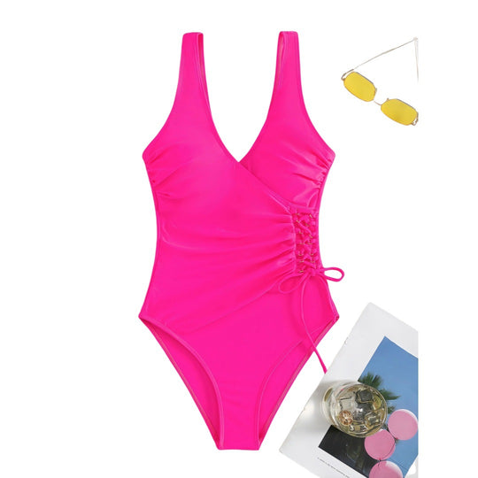 Damen Einteiliger Badeanzug mit raffiniertem Wickeldesign EB