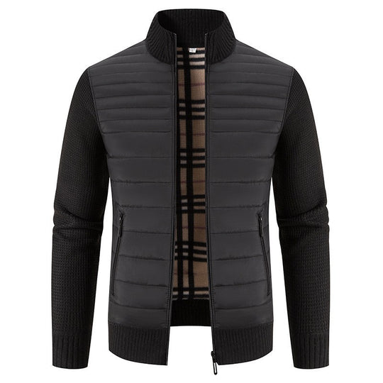 Herren Steppjacke mit modernem Strickärmeln und hohem Kragen EB