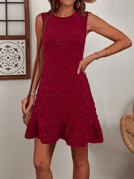 Damen lässiges Sommerkleid mit Rüschensaum EB