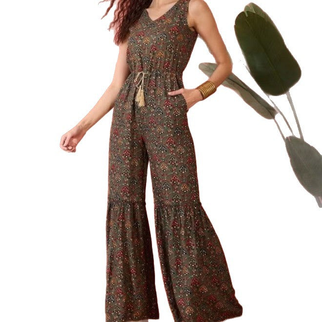 Damen Vintage-inspirierter Jumpsuit mit weitem Bein und Taillierung EB