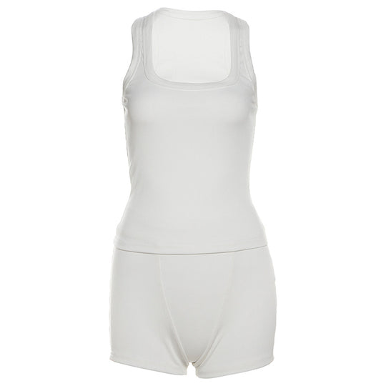 Damen Sportliches Loungewear-Set mit ärmellosem Oberteil und Shorts EB