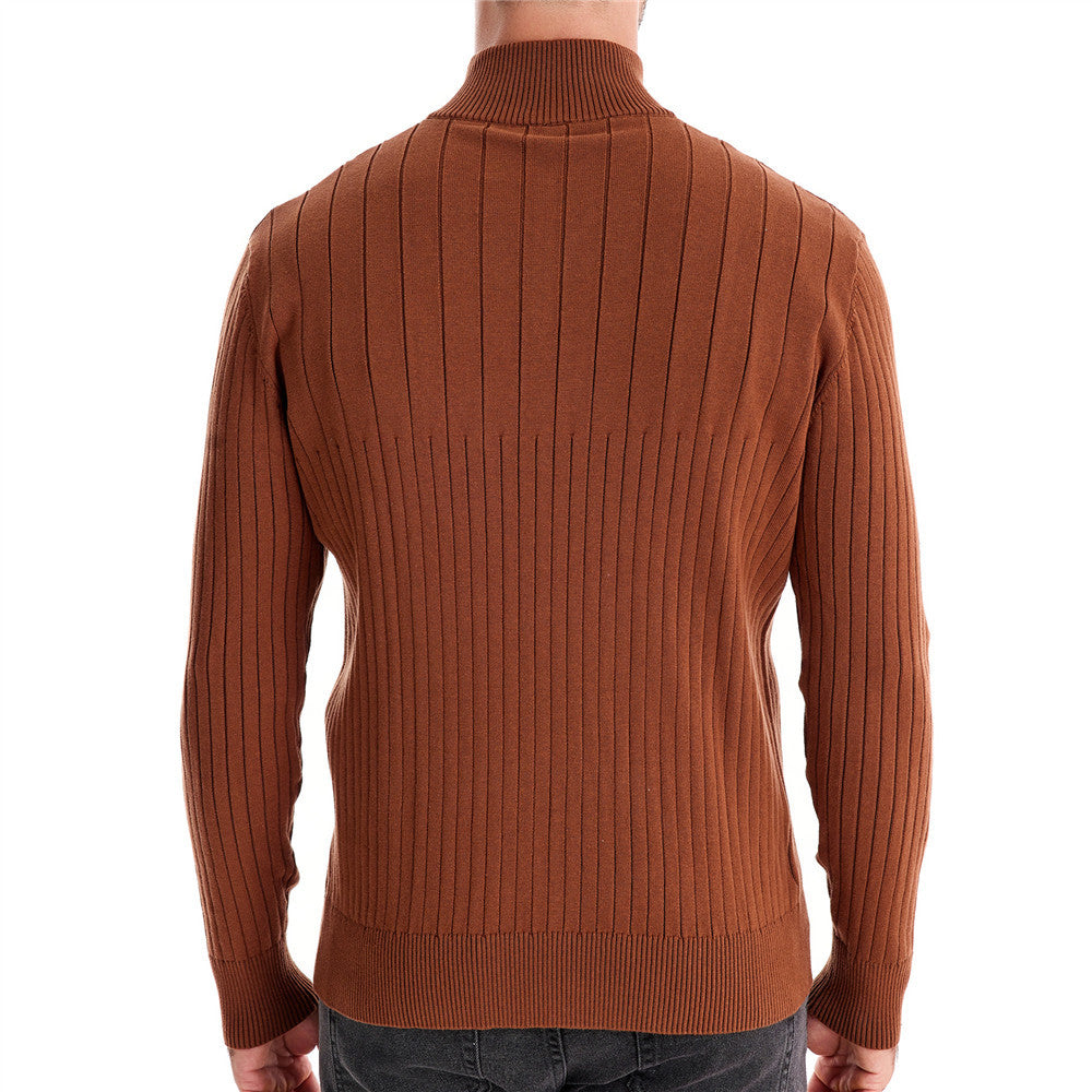Herren Pullover mit halbem Reißverschluss und Rippstruktur EB