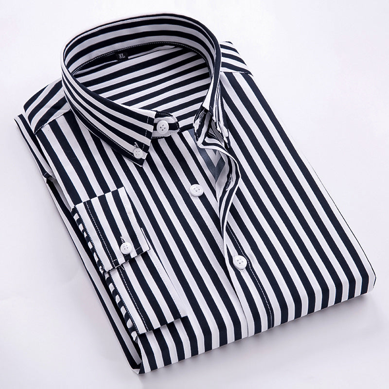 Herren nan gestreiftes Businesshemd mit Button-Down-Kragen und taillierter Silhouette EB