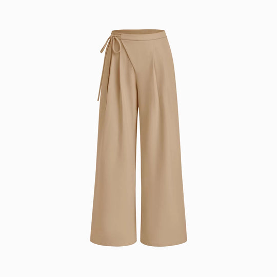 Damen Weite Nadelstreifen-Hose mit Wickel-Taille EB