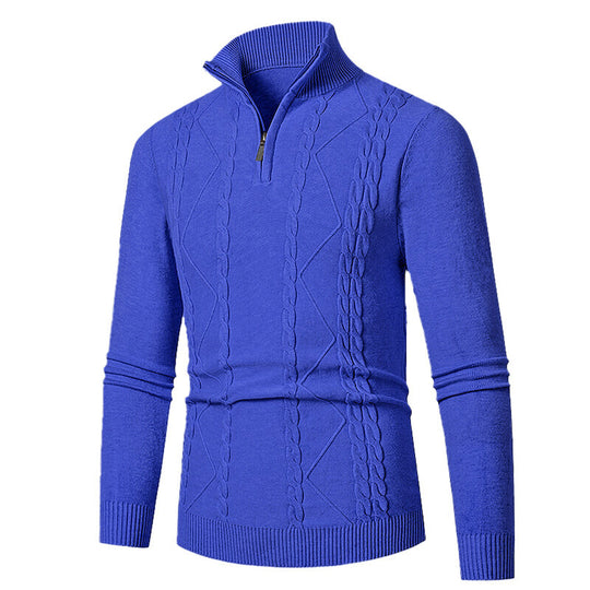 Herren Strickpullover mit Stehkragen und Zopfmuster EB