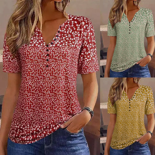 Damen Kurzarmbluse mit floralem Muster EB