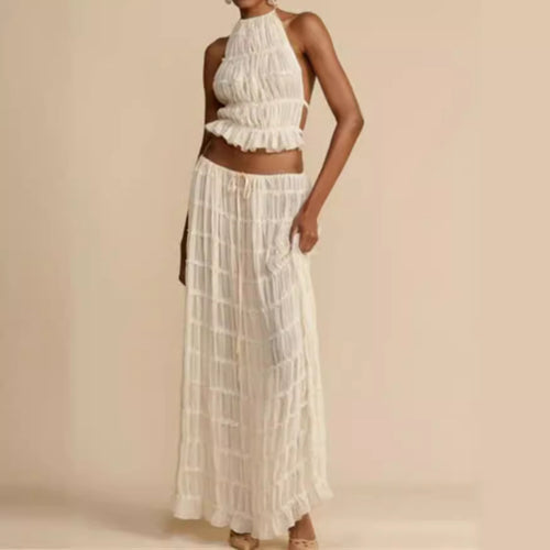 Damen elegantes Maxikleid mit Rüschendetails und Cut-Out-Elementen EB