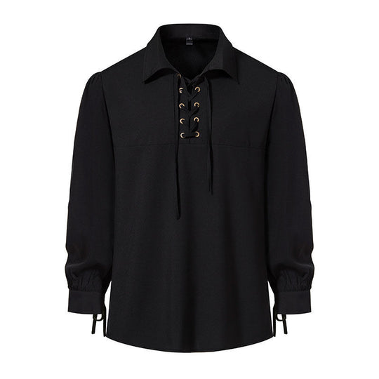 Damen Bluse mit modernem Schnürdesign und lässigen Puffärmeln EB