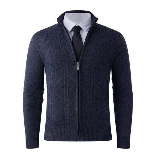 Herren Strickjacke mit modernem Zipper und eleganten Mustern EB