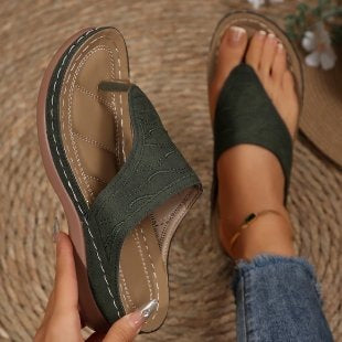Damen Komfortable Zehentrenner-Sandalen mit anatomischem Fußbett EB