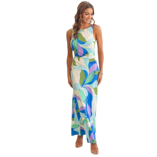 Damen Maxikleid mit modernem floralem Design und elegantem Schnitt EB