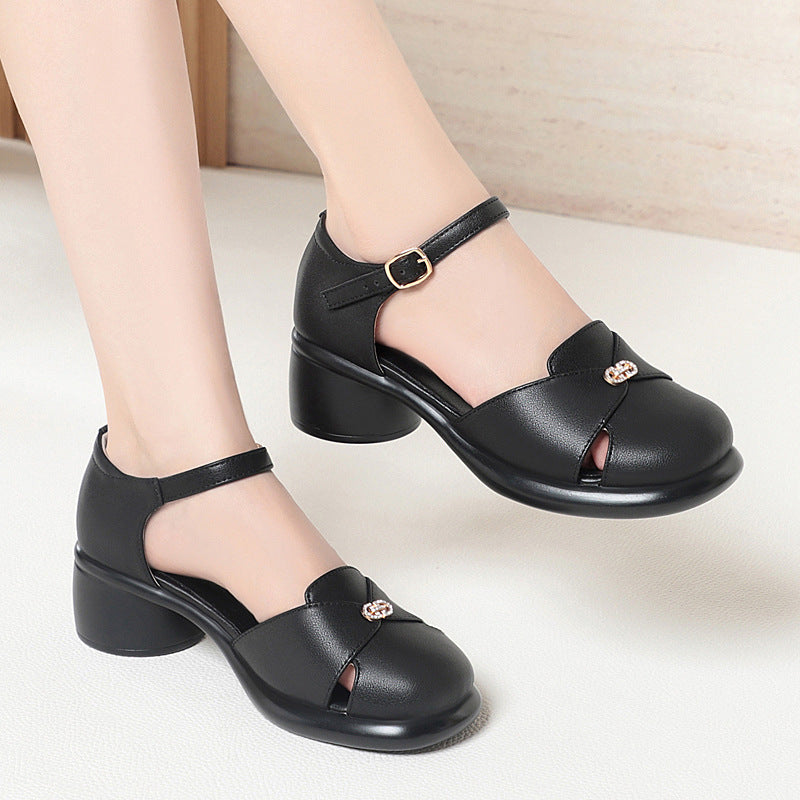 Damen elegante Mary Jane Schuhe mit komfortablem Blockabsatz EB
