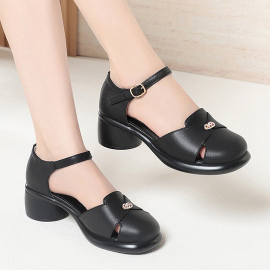 Damen elegante Mary Jane Schuhe mit komfortablem Blockabsatz EB