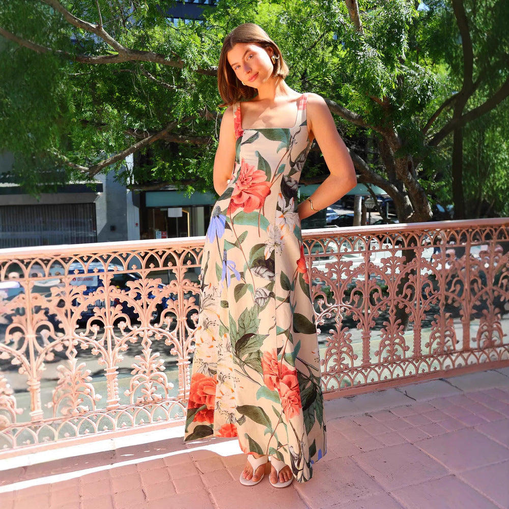 Damen Maxikleid mit floralen Mustern EB