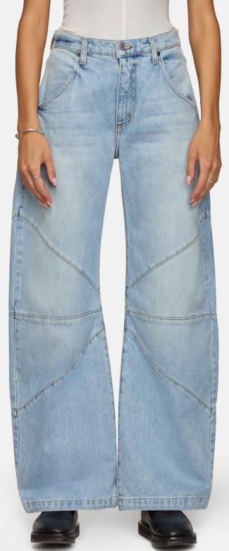 Damen Weite Denim-Jeans mit besonderen Schnittdetails