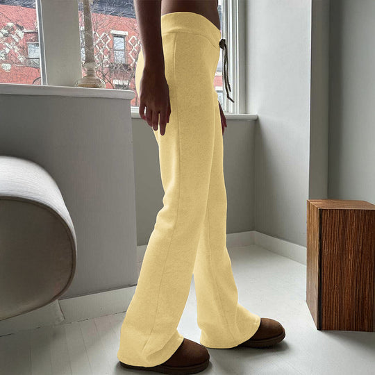 Damen nan Hochbund Loungehose mit Kordelzug, ausgestelltem Bein und weichem Sweatmaterial EB