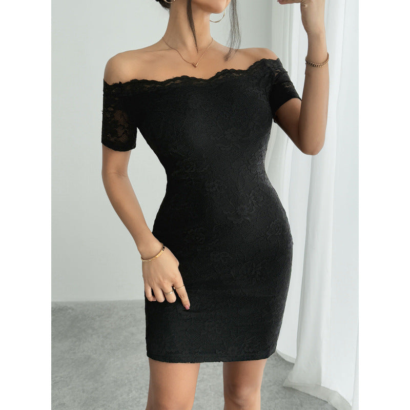 Damen Off-Shoulder Spitzenkleid EB