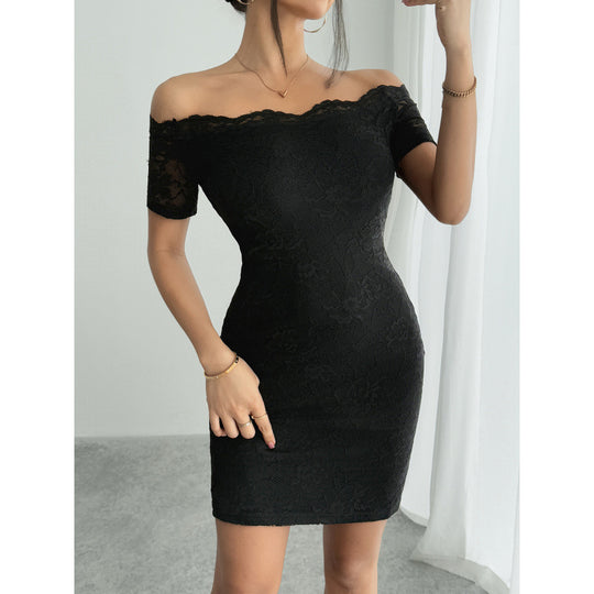 Damen Off-Shoulder Spitzenkleid EB