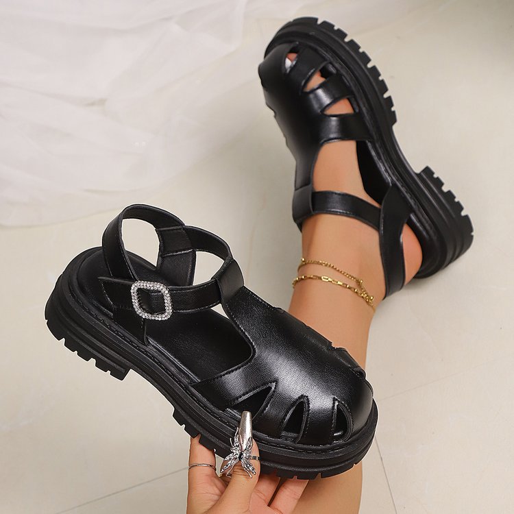 Damen komfortable Riemensandalen mit modischer Schnallenverzierung EB