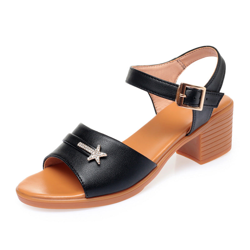 Damen Elegante Sandaletten mit modischem Riemen und komfortablem Blockabsatz EB