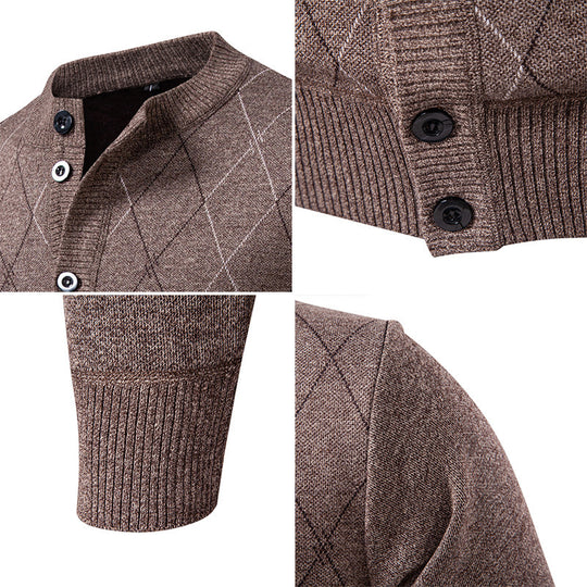 Herren Strickjacke mit modernen Rautenmustern und praktischen Taschen EB