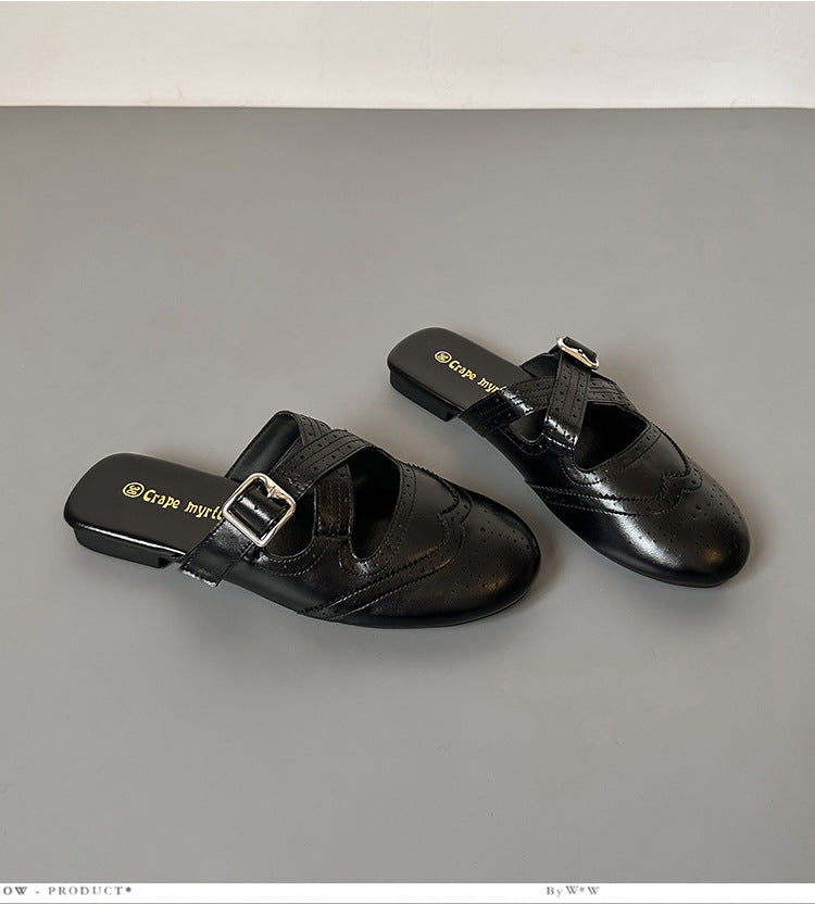 Damen modische Slipper mit elegantem Riemchen EB