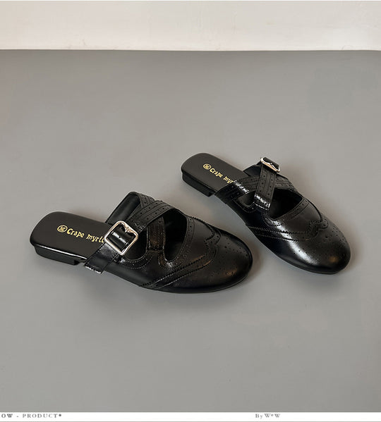 Damen modische Slipper mit elegantem Riemchen EB